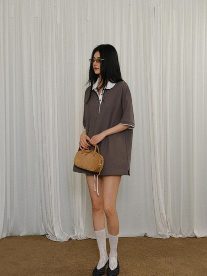FU FRESH UP Contrast Lace Polo Collar Women&