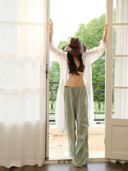Cool Touch Wrinkle Textured Nylon Cargo Trousers