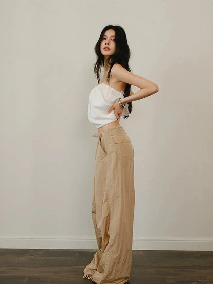 Cool Touch Wrinkle Textured Nylon Cargo Trousers