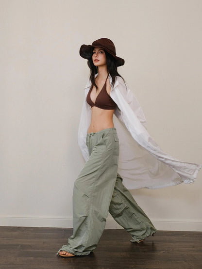 Cool Touch Wrinkle Textured Nylon Cargo Trousers