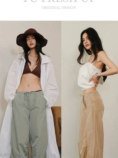 Cool Touch Wrinkle Textured Nylon Cargo Trousers