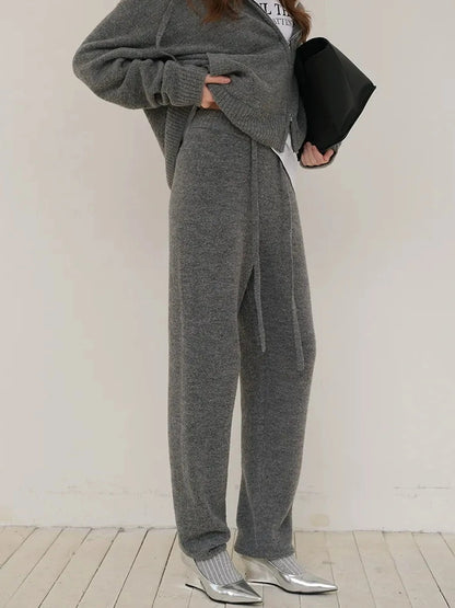FU FRESH UP Cozy Wool Blend Knit Hoodie Jogger Set