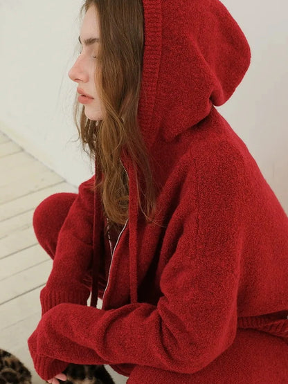 FU FRESH UP Cozy Wool Blend Knit Hoodie Jogger Set