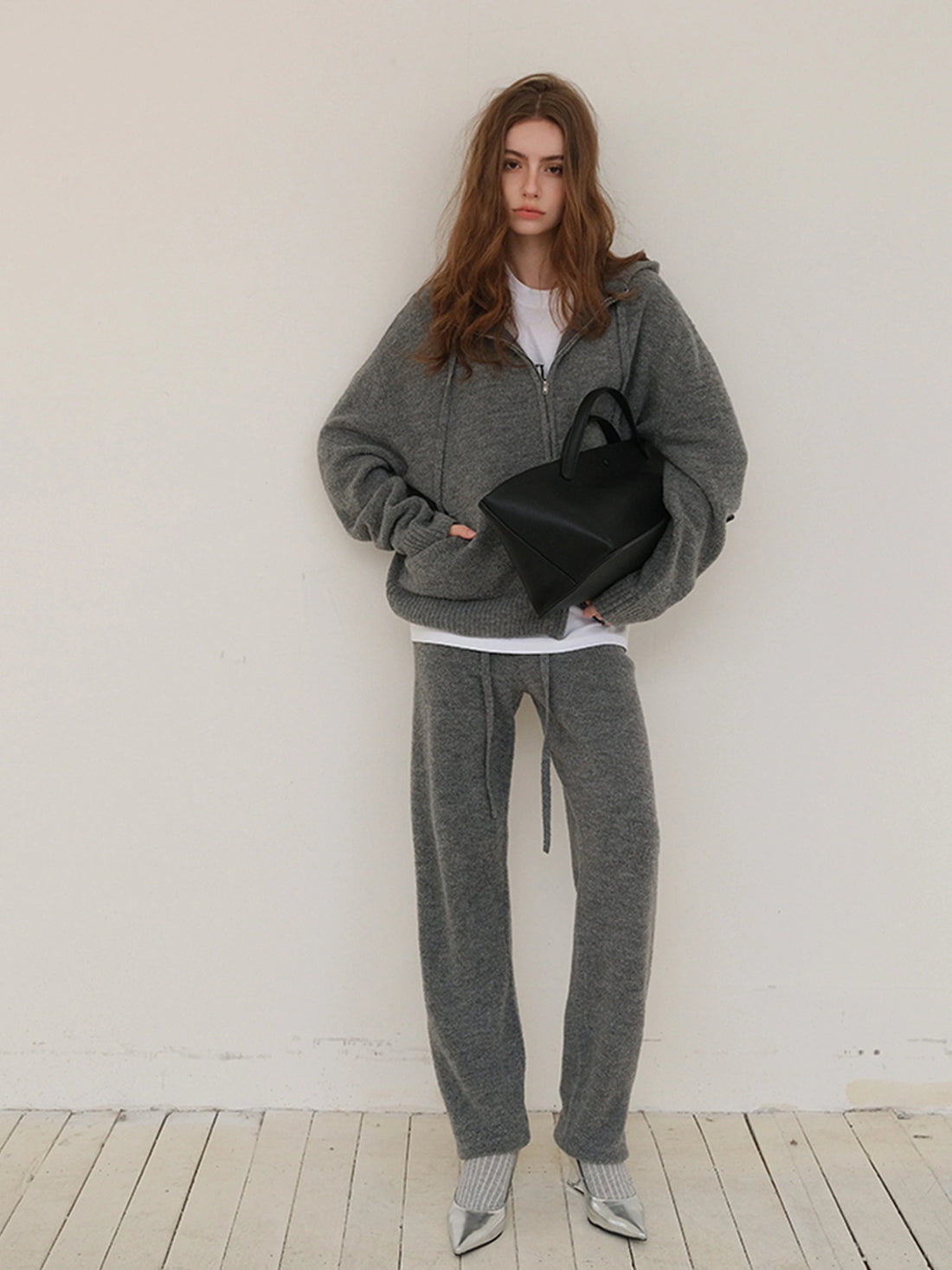 FU FRESH UP Cozy Wool Blend Knit Hoodie Jogger Set