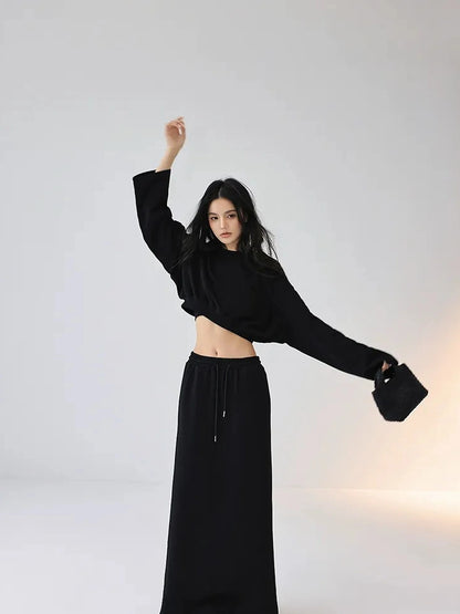 FU FRESH UP Crop Hoodie High Waist Skirt Set