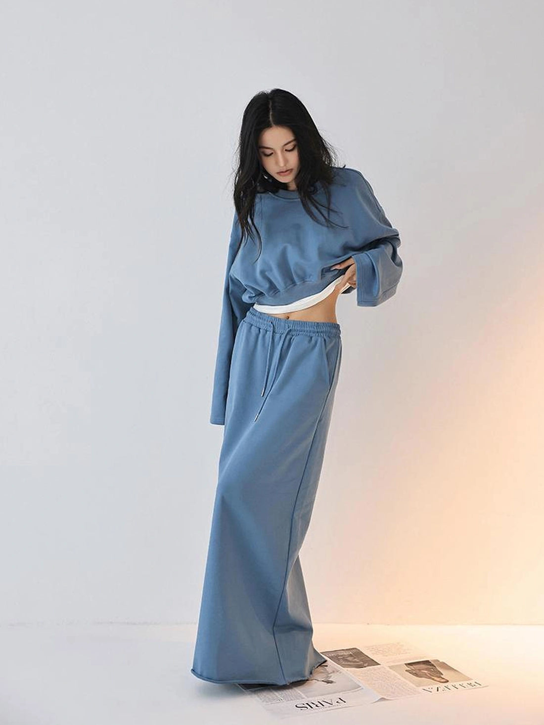 FU FRESH UP Crop Hoodie High Waist Skirt Set