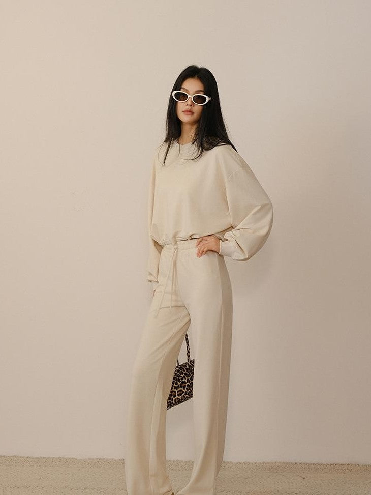 FU FRESH UP Cropped Drawstring Straight Leg Women&