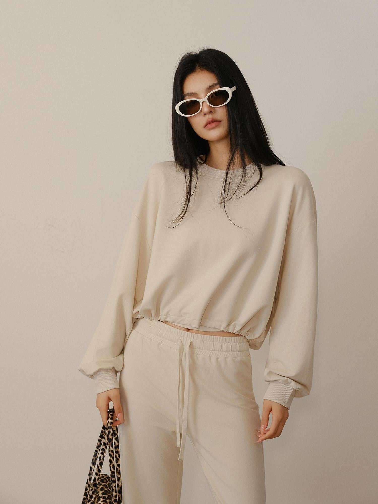 FU FRESH UP Cropped Drawstring Straight Leg Women&