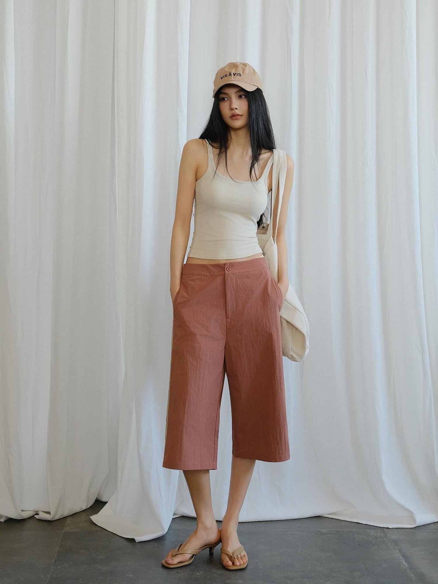 FU FRESH UP Cropped Drawstring Straight Leg Women&