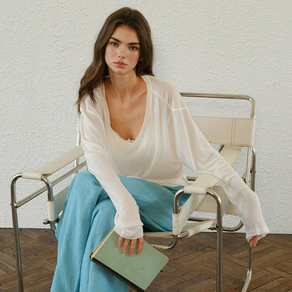 FU_FRESH_UP_Deep_V-neck_Soft_Drape_Sheer_Women&