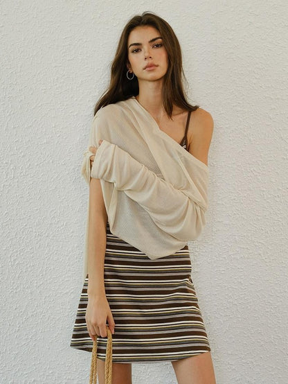 FU FRESH UP Deep V-neck Soft Drape Sheer Women&