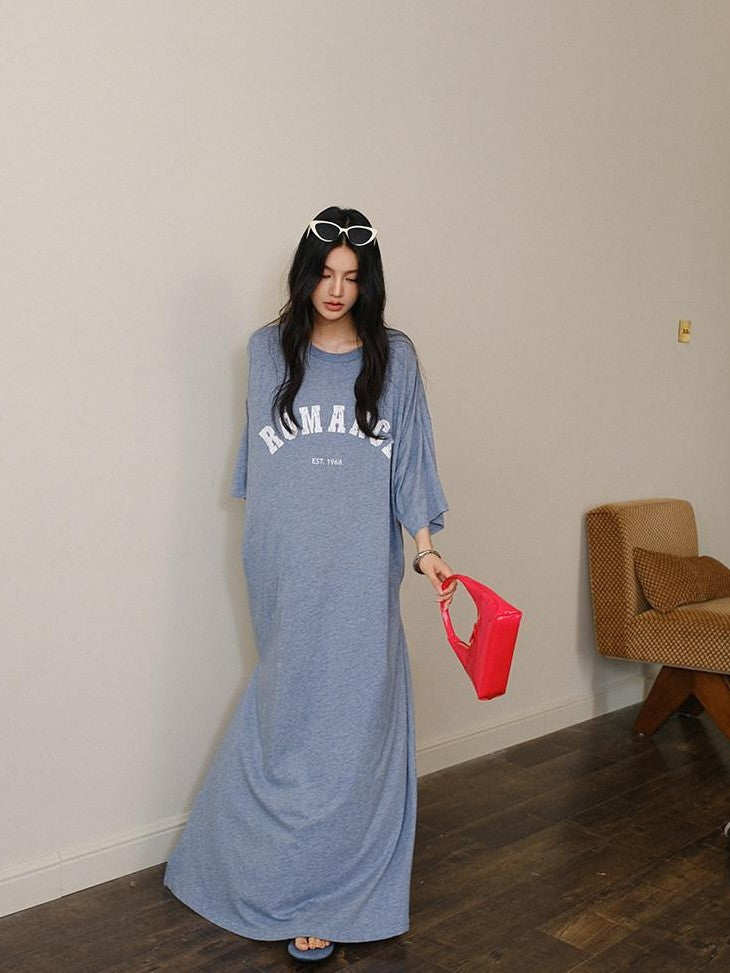 FU FRESH UP Denim Blue Letter Print Relaxed Fit Women&