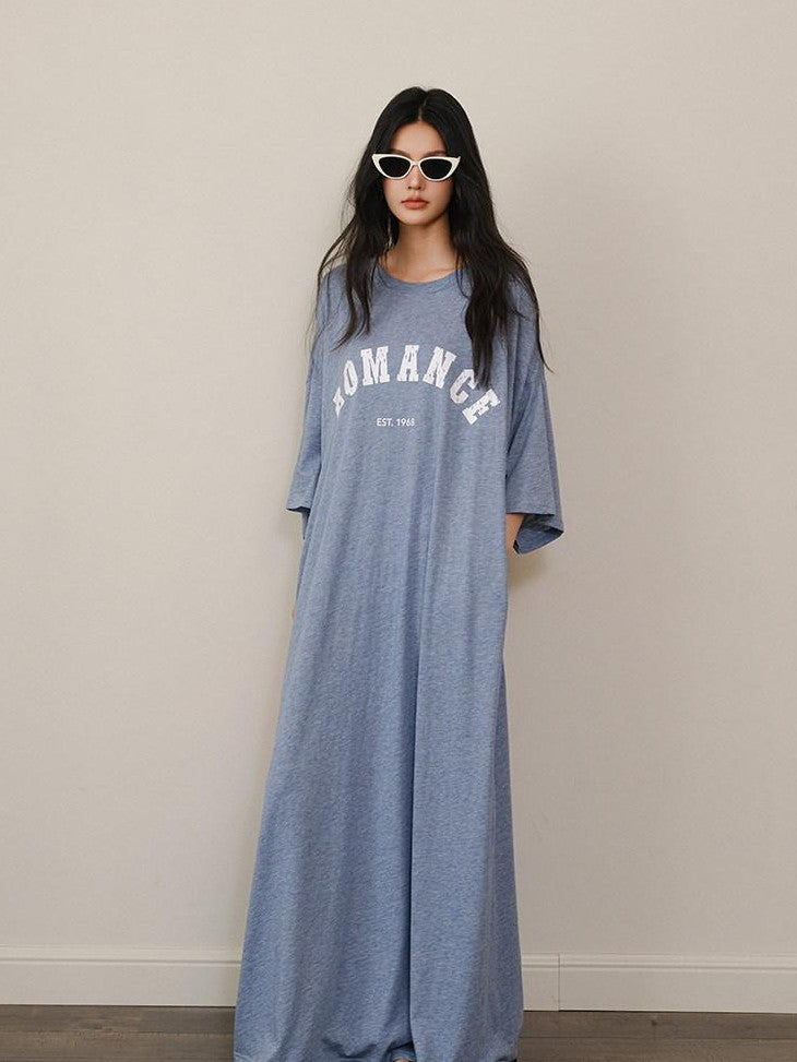 FU FRESH UP Denim Blue Letter Print Relaxed Fit Women&
