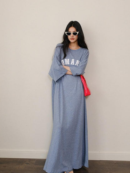 FU FRESH UP Denim Blue Letter Print Relaxed Fit Women&