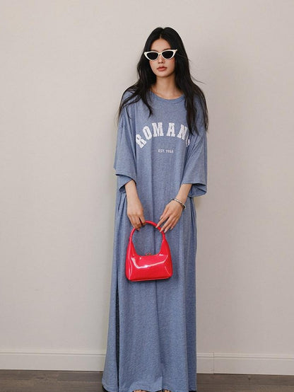FU FRESH UP Denim Blue Letter Print Relaxed Fit Women&