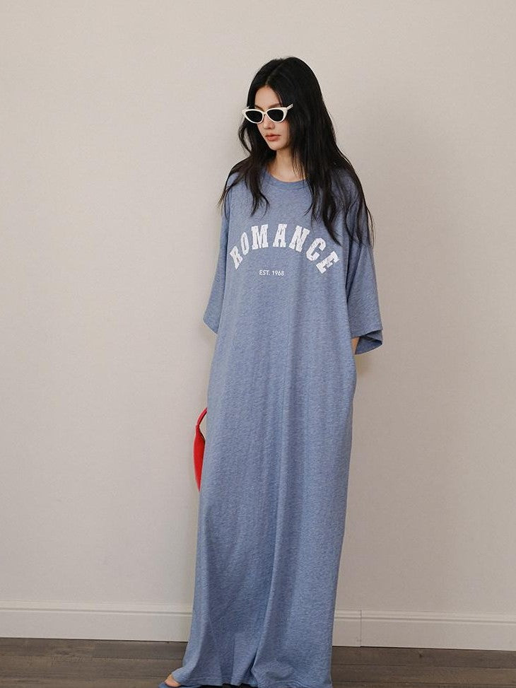 FU FRESH UP Denim Blue Letter Print Relaxed Fit Women&