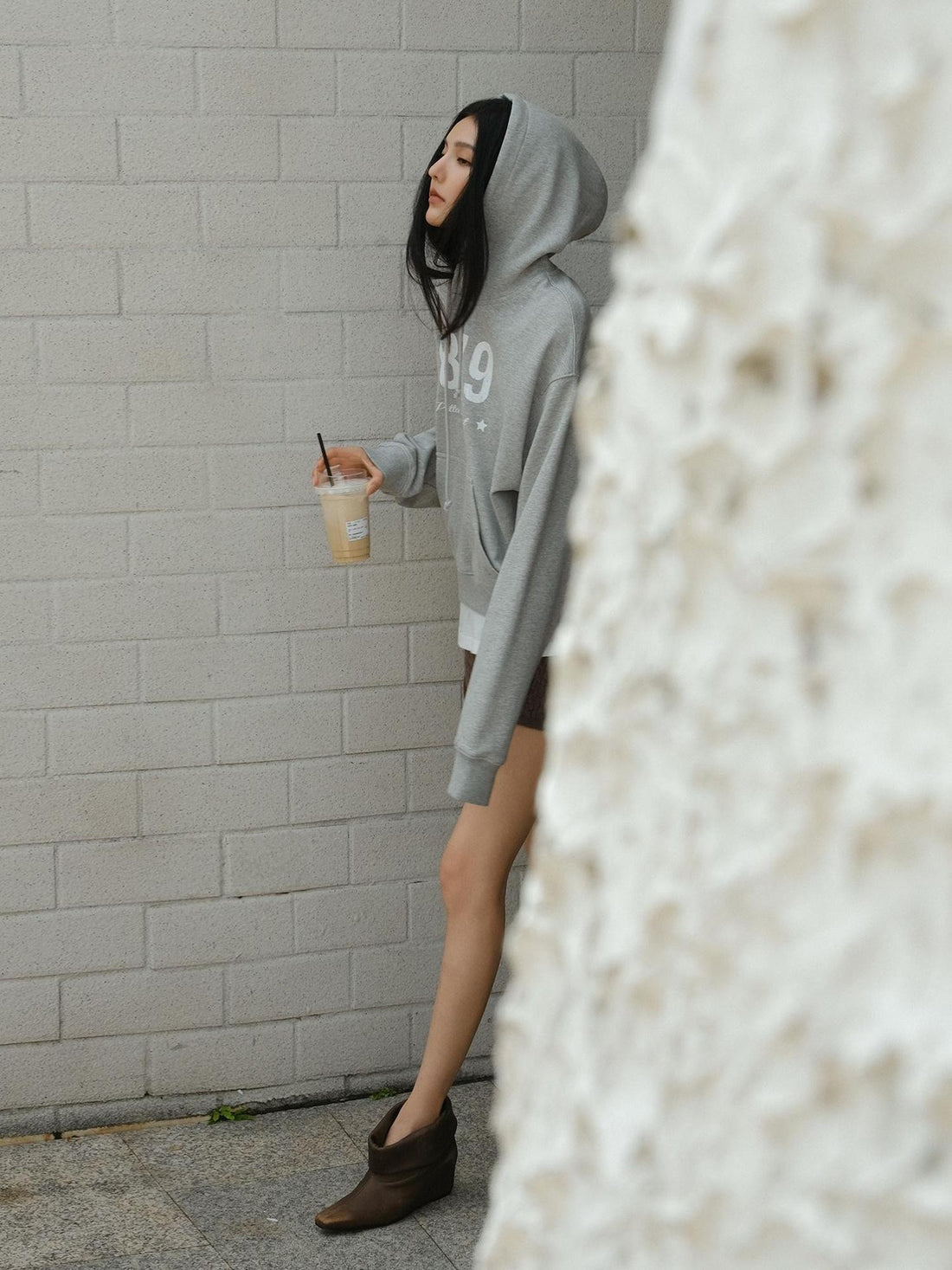 FU FRESH UP Distressed Number Print Loose Fit Cotton Women&