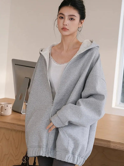 FU FRESH UP Double Faced Hooded Zip Up Sweatshirt