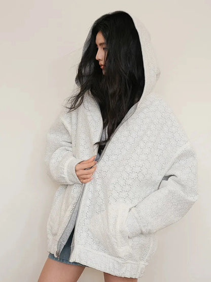 FU FRESH UP Double Faced Hooded Zip Up Sweatshirt