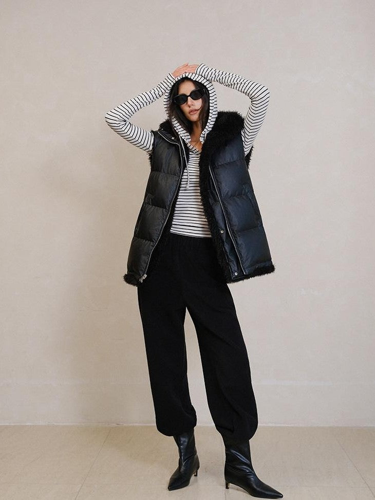 FU FRESH UP Double Sided Fleece High Waist Pockets Straight Leg Women&