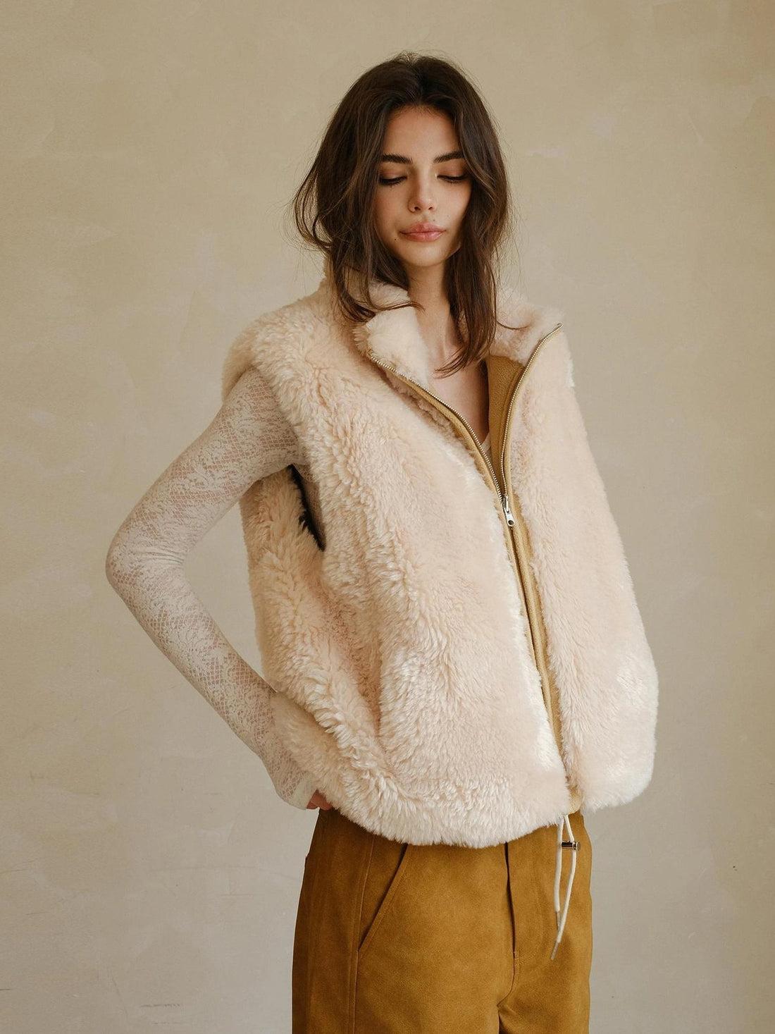 FU FRESH UP Double Sided Shearling Vest