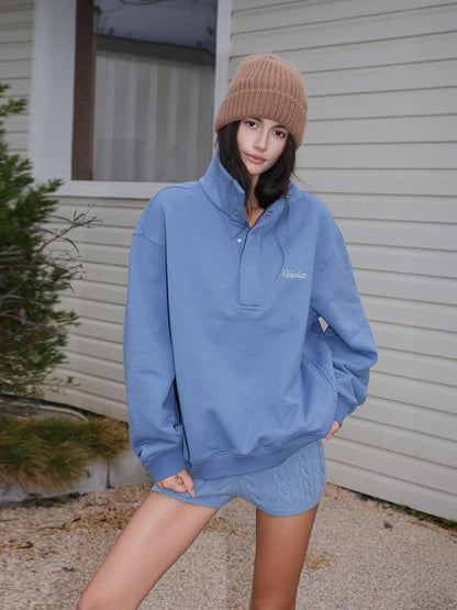 FU FRESH UP Drop Shoulder Letter Embroidered Polo Collar Women&