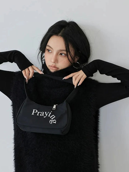FU FRESH UP Eco Friendly Long Hair Mink High Neck Knit Vest
