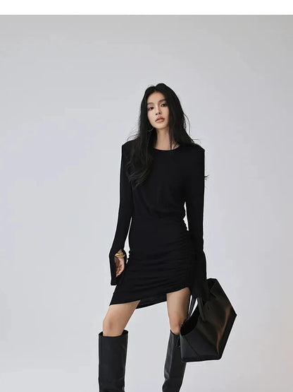 FU FRESH UP Elegant Sculpted Waist Cocktail Mini Dress