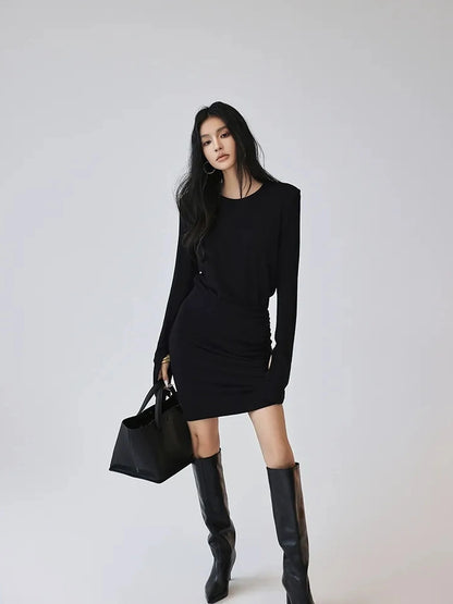 FU FRESH UP Elegant Sculpted Waist Cocktail Mini Dress