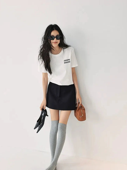FU FRESH UP Embroidered Letter Cotton T-shirt