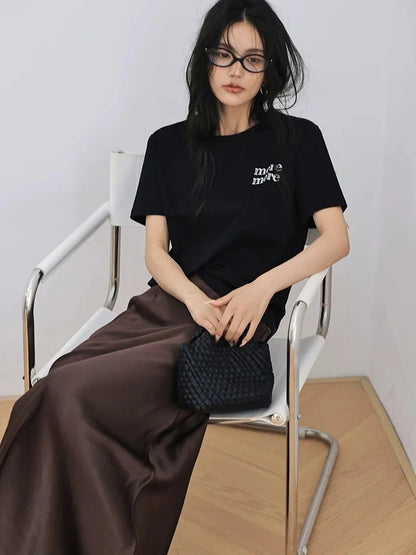 FU FRESH UP Embroidered Letter Cotton T-shirt