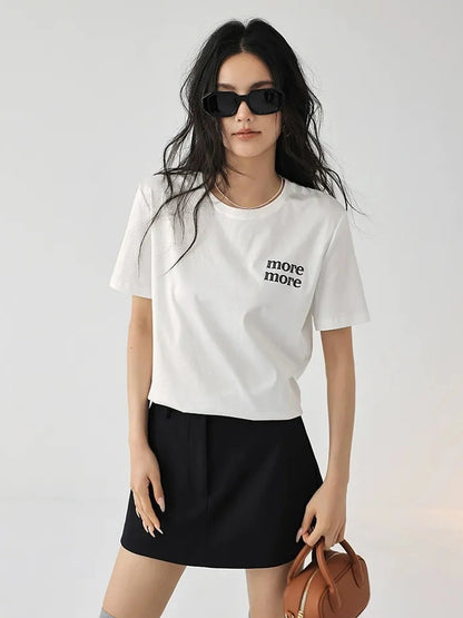FU FRESH UP Embroidered Letter Cotton T-shirt