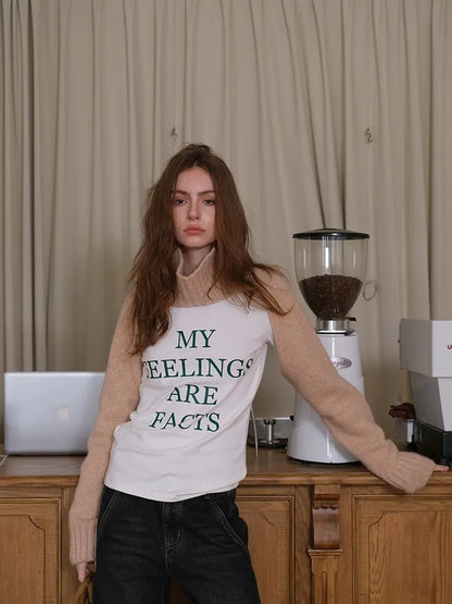 Embroidered Lettering Brushed Long Sleeve Tee