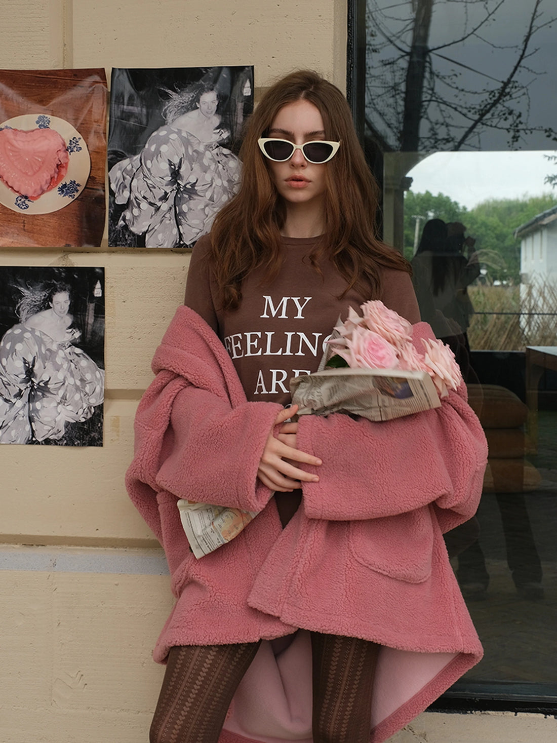 Embroidered Lettering Brushed Long Sleeve Tee