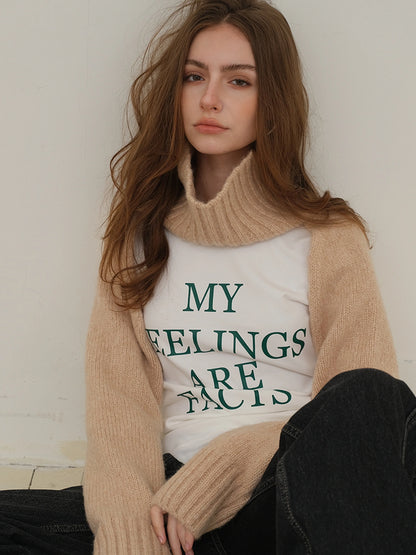 Embroidered Lettering Brushed Long Sleeve Tee