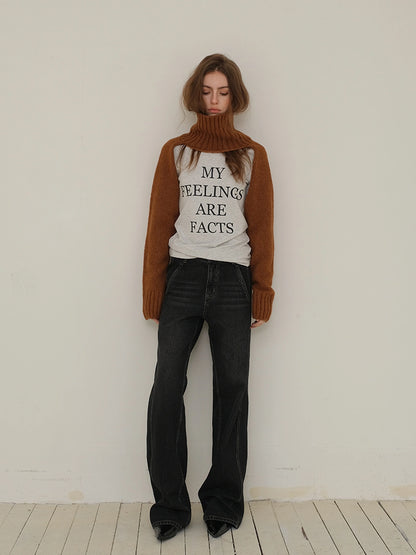 Embroidered Lettering Brushed Long Sleeve Tee