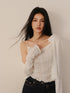 FU FRESH UP Eyelet Lace Knit Long Sleeve Women&