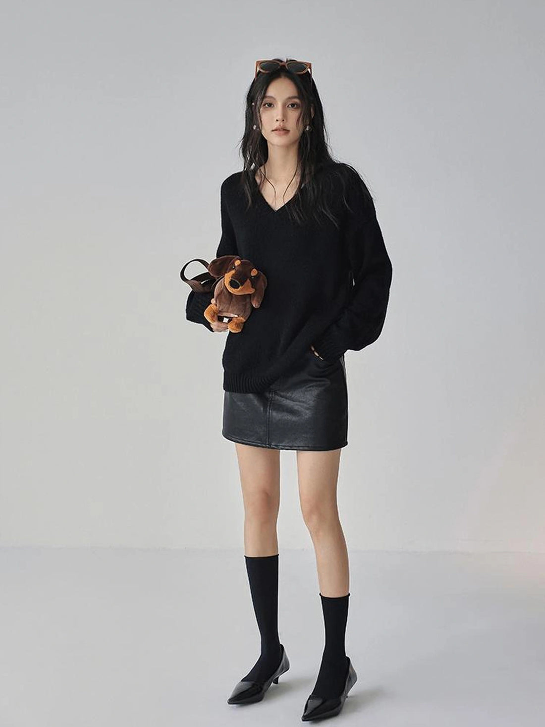 FU FRESH UP Fall Winter Pu Leather A Line Mini Skirt