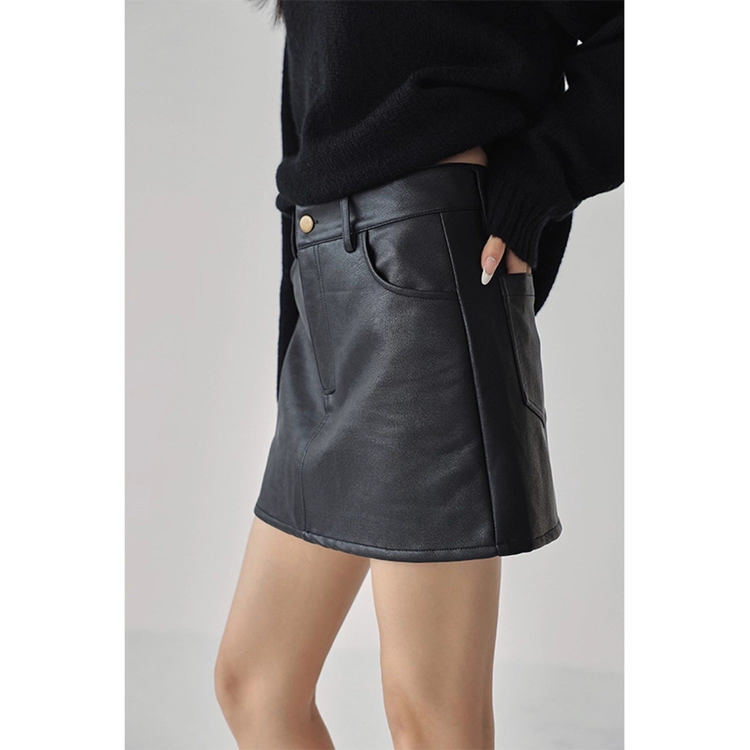 FU_FRESH_UP_Fall_Winter_Pu_Leather_A_Line_Mini_Skirt_MISSTT