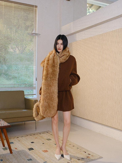 FU FRESH UP Faux Fox Fur Plush Luxury Women&