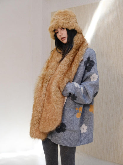 FU FRESH UP Faux Fox Fur Plush Luxury Women&