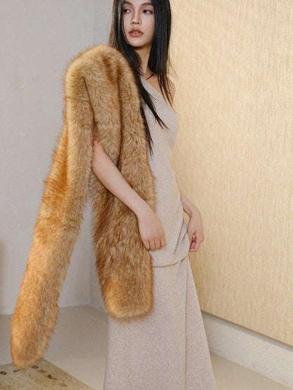 FU FRESH UP Faux Fox Fur Plush Luxury Women&