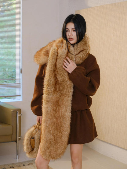 FU FRESH UP Faux Fox Fur Plush Luxury Women&