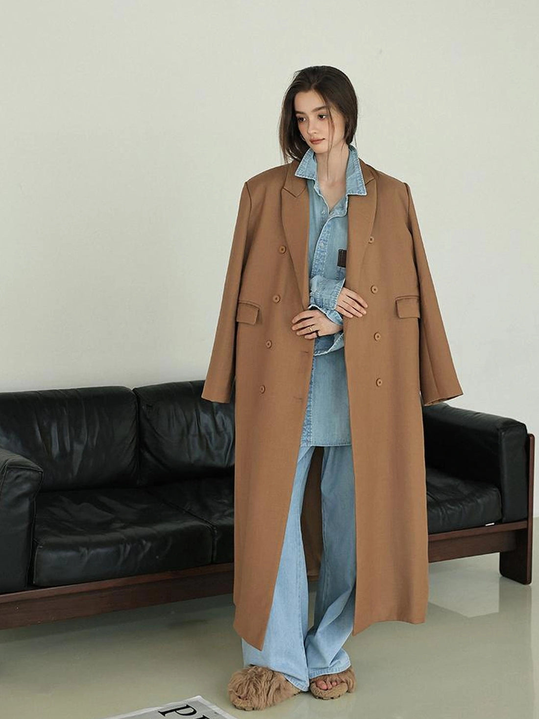 FU FRESH UP Fine Wool Double Breasted Trench Coat