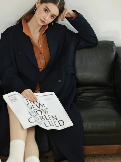 FU FRESH UP Fine Wool Double Breasted Trench Coat
