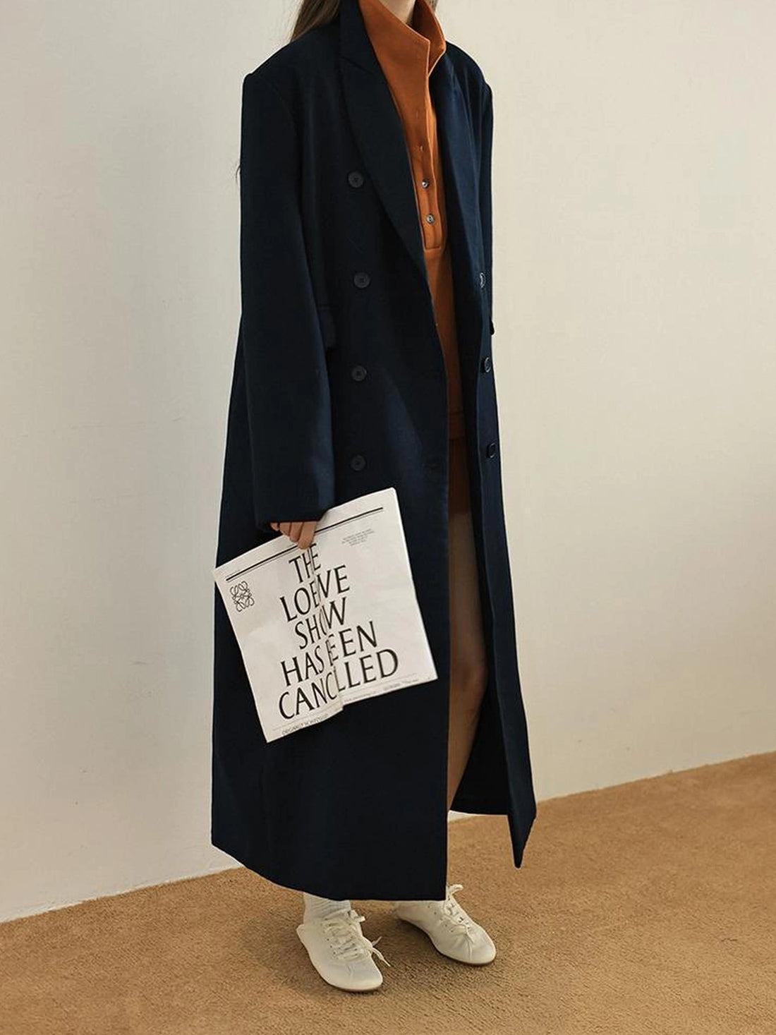 FU FRESH UP Fine Wool Double Breasted Trench Coat