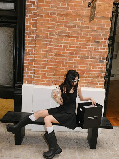 FU FRESH UP Flirty A Line Sleeveless Puff Hem Dress