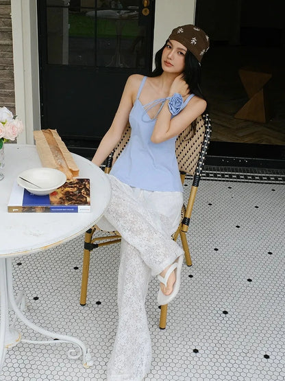FU FRESH UP Floral Wave V-neck Crop Top