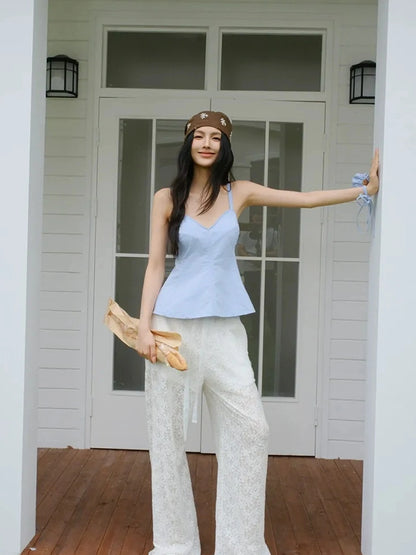 FU FRESH UP Floral Wave V-neck Crop Top