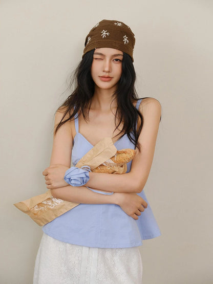 FU FRESH UP Floral Wave V-neck Crop Top